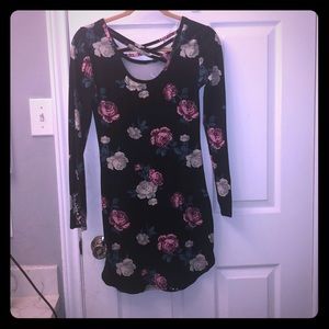 Black floral mini dress